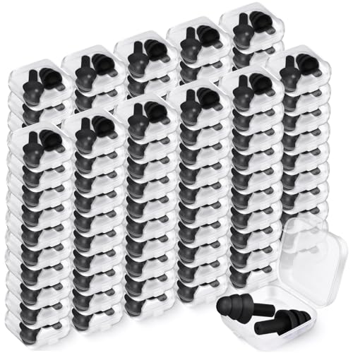 100 Pairs Silicone Ear Plugs Bulk with Case Nrr 29db, Black - view 2