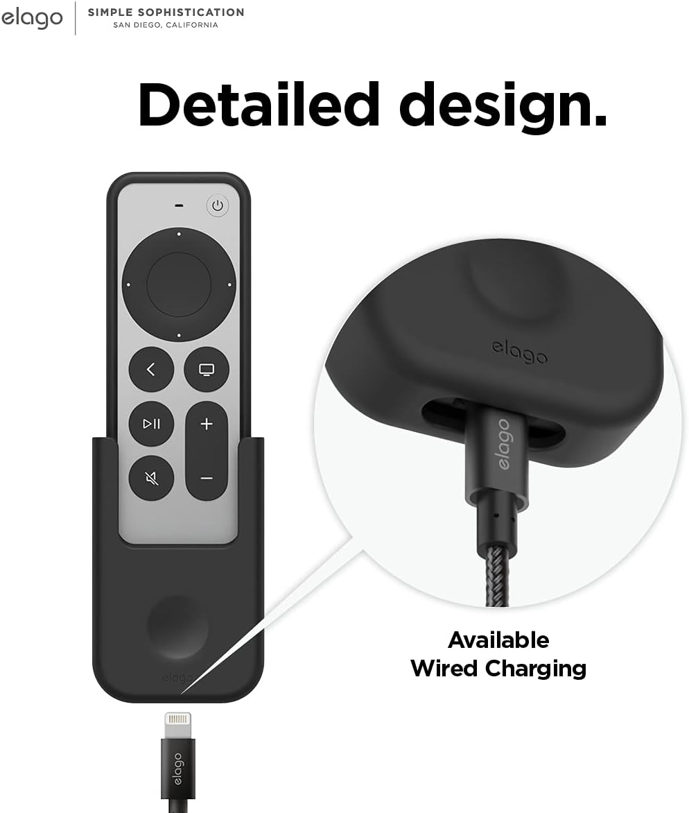 Universal Remote Holder Mount for Apple TV Remote Controls | Adhesive Tape or Screw Mounting Options, Available Wired Charging [Small] [3rd & 2nd Gen] [Black] - view 3