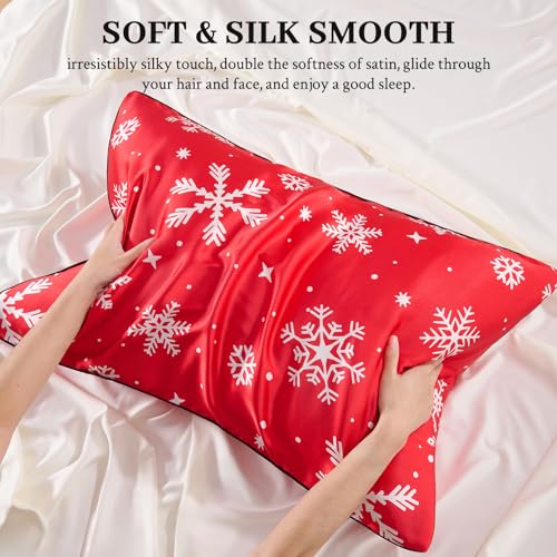 Christmas Rayon Derived from Bamboo Pillow Cases Set of 2, Similar to Silk, Smooth Soft, Zipper Closure, Standard Size - view 4