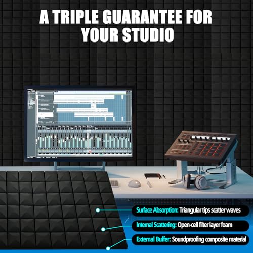 4 Pack Acoustic Foam Panels, 48 x 24 x 2" Sound Proof Foam Panels for Walls - view 4