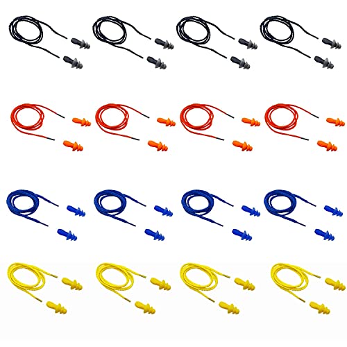Ear Plugs for Sleeping Noise Canceling, 16 Pairs Reusable Ear Plugs Soft Silicone Earplugs Noise Reduction with Nylon Cord Hearing Protection for Shooting,Snoring,Travel, Work, Studying, Loud Noise - view 4