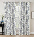 Linen Printed Blackout Curtains Tree Branch Pattern Double Layer 84 Inches Long for Bedroom Classic Thermal Insulated Summer Sound Lined Grommet Drapes for Living Room 2 Panels Blue/Linen