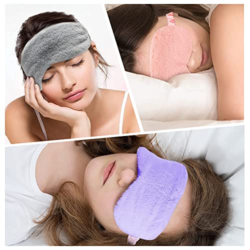 4 Pcs Plush Sleep Masks, Ultra Cute Soft Eye Cover, Blindfold Travel Masks for Kids Men Women(Random Color) - view 3