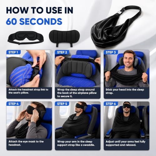 3-in-1 Travel Sleep System, Travel Pillow, Airplane Seat Sleeper (M Size) - view 6