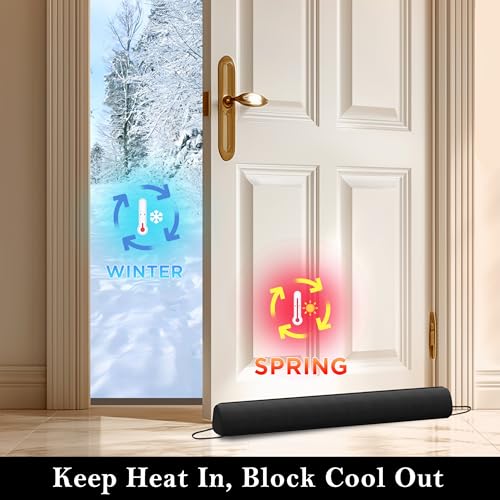 Door Draft Stopper with Removable Washable Cover, 38", Black - view 5