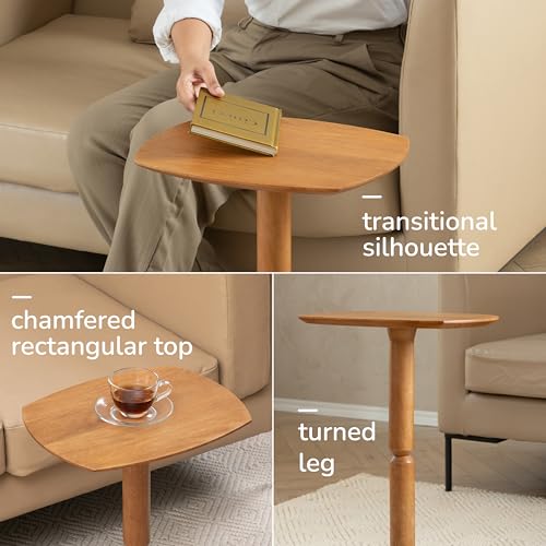Cooper 22" Solid Wood Pedestal Side Table, Mid Tone Honey - view 5
