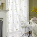 Beige Bird Embroidered Sheer Curtains, 59 x 79, 2 Panels