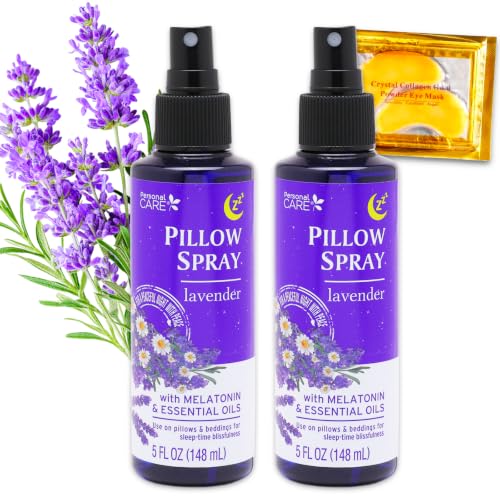 Lavender Pillow Spray for Aromatherapy- Bundle with 2 Lavender Pillow Spray Bottles with Essential Oils Plus Eye Mask | Essential Oil Sleep Time Bedding Mists