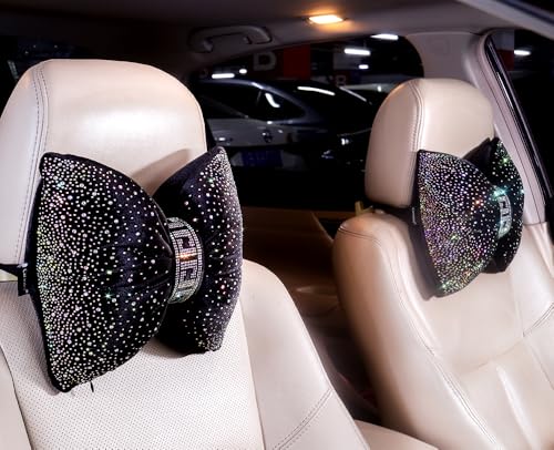 Bling Bow Neck Support Pillow for Driving Seat Headrest Car Accessories 2pc