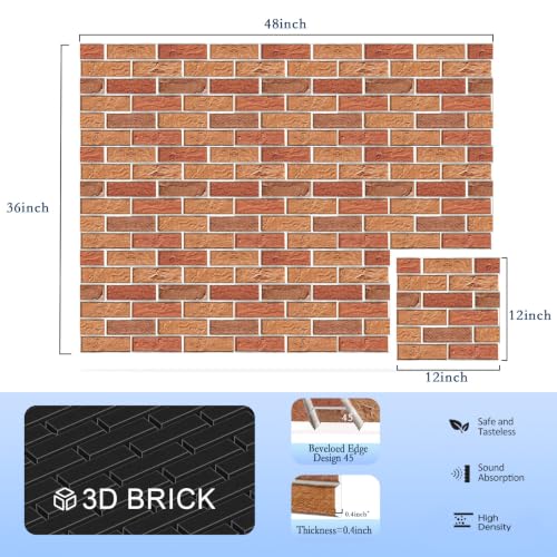 36 Pack Acoustic Panels, Brick Sound Proof Foam Panels for Walls - view 2