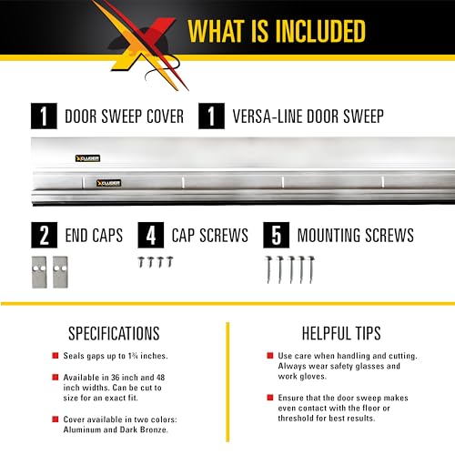 36" Versa-Line Rodent-Proof Door Sweep, Aluminum Cover - Seals Out Rodents and Pests, Easy to Install, Maximum Adjustability; Under-Door Seal - view 4