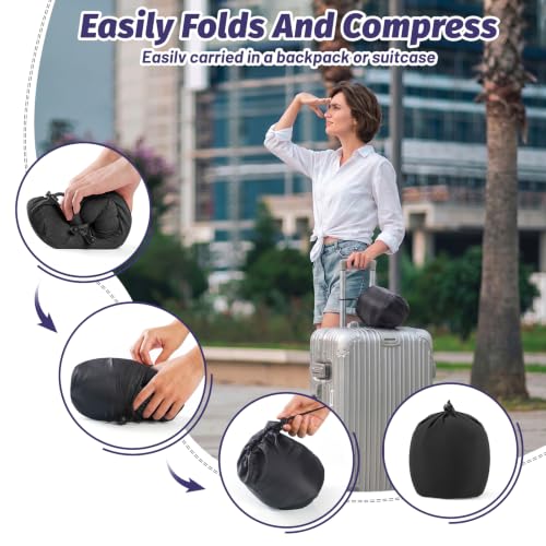 Travel Neck Pillow, Ergonomic Memory Foam Reading Pillow for Ncek Support Travel Sleeping, Airplane Pillow for Long Flight woth Soft Massage Granules & Fold- Black - view 5