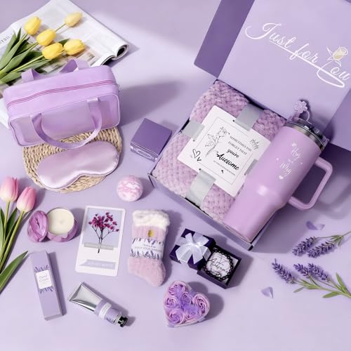 Birthday Gift for Women, Luxury Self Care Spa Gift Basket with Blanket for Mom, Wife, Sister, Friend, Girlfriend, Grandmother, Get Well Soon for Her - view 3