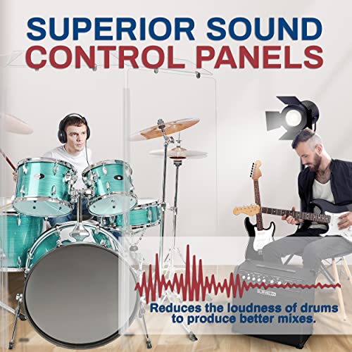 Drum Shield 5ft w/Deflectors & Plastic Hinges, Comes w/ 3 Drum Panels, Plastic Hinges & Deflector Connectors, Premium Clear Acrylic Panels - view 5