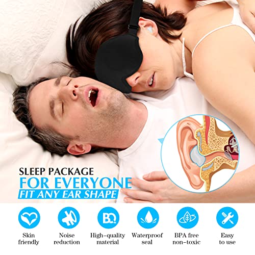 Silicone Earplugs - Ultra Soft Foam Earplugs - Sleep Eye Mask for Men Women, Upgraded 3D Hollowed Design, Value Pack–for Sleeping, Snoring, Travel, Airplanes, Shift Work，32dB Highest NRR - view 2