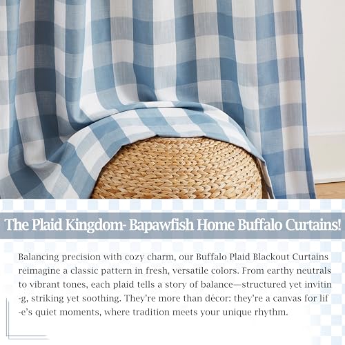 Short Blue Buffalo Plaid Blackout Curtain Panels 63 Inches Long - view 6