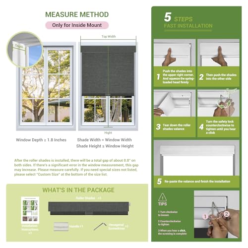 No Drill No Tools Blackout Roller Shades for Windows - view 3