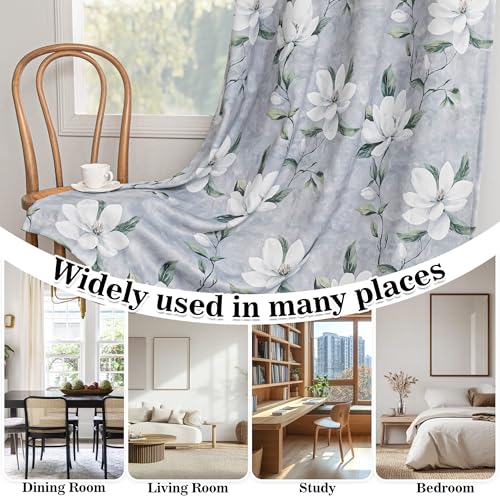 Floral 95% Blackout Curtains 102 Inch Length 2 Panels Light Grey - view 5