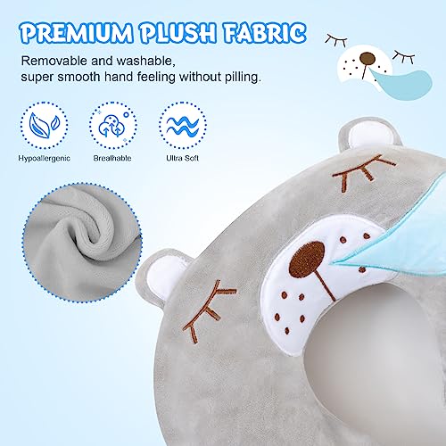 Travel Pillow for Kids Adult Cute Neck Pillow for Traveling Memory Foam Airplane Pillow Sleep Mask Animal Flight Pillow Head Rest Neck Support for Cars Long Flights (Bear, 9-12 Y/O) - view 3