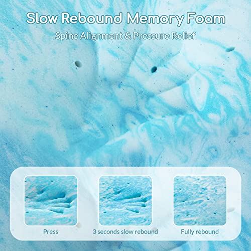 Mattress Topper, 2 Inch Gel Infused Memory Foam Mattress Topper, Queen Blue - view 3
