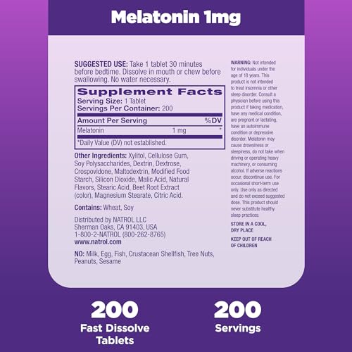 Melatonin 1 mg Fast Dissolve Tablets, Strawberry, 200 Count - view 5