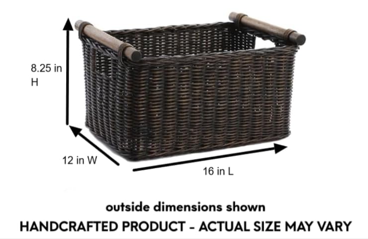 Pole Handle Wicker Storage Basket, M, Walnut Brown - view 6