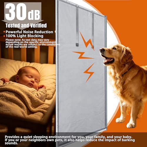 Soundproof Curtains 40" x 83" Acoustic Sound Barrier Dampening Blanket for Doors & Windows, Noise Blocking Blackout Curtain, Use for Recording Studio Home Office, 1 PACK Gray - view 4