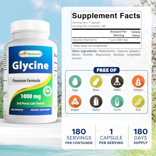 Glycine Supplement 1000 Mg for Energy Production, 180Count - view 2
