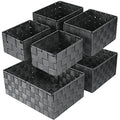 Storage Baskets: 6 Pack Stackable Woven Storage Bins, Grey