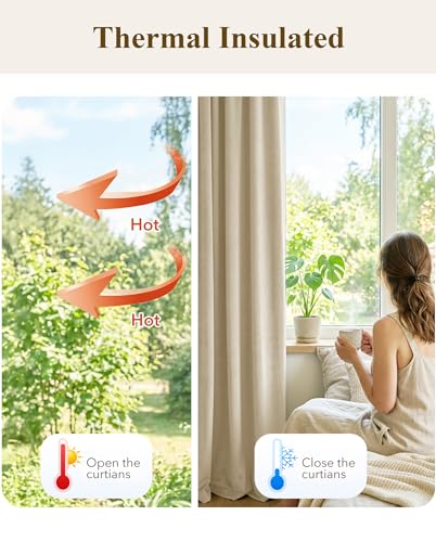 Beige Velvet Soundproof Light Dimming Curtains, W52 x L96, 2 Panels - view 6