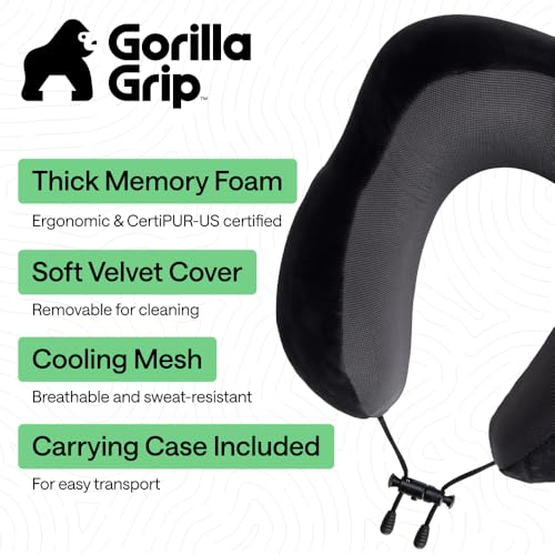 Travel Neck Pillow for Airplanes, Travel Essentials, Black - view 2