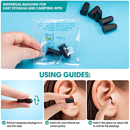 100 Pairs Black Foam Ear Plugs, 33dB NRR, Individually Wrapped - view 4