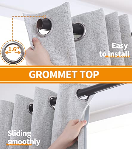 Linen Textured Blackout Curtains for Bedroom, Full Room Darkening Linen Window Curtain Drapes with Thermal Insulated Liner for Farmhouse Grommet, 2 Panels, 52 X 63 Inch, Birch - view 6
