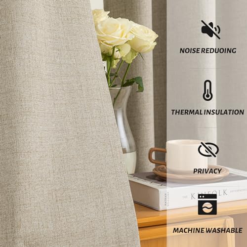 Natural Linen Textured Curtains 84 Inches Long for Living Room - view 5