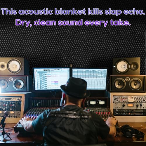 Acoustic Sound Dampening Blanket 72"x80" with Grommets, 2 Pack 850GSM Noise Reduction Cover for Studio Recording, Vocal Booth, Door & Window Insulation - view 2