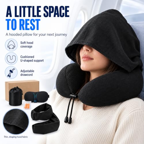 4 Pack Travel Sleep Set,Hooded Neck Pillow,Arm Wrap,Sleep Mask & Earplugs - view 3