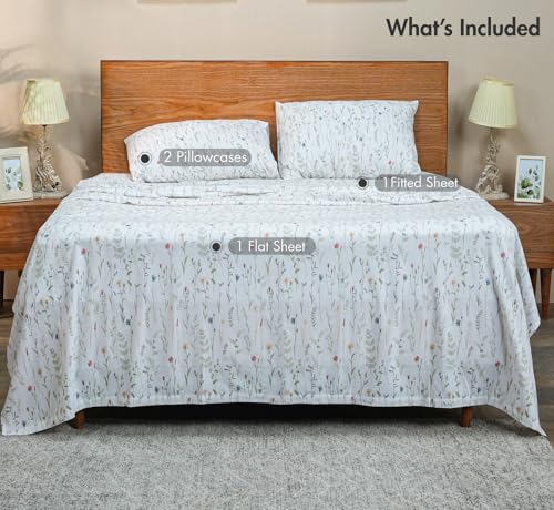 100% Organic Cotton Flannel Sheets King Size Bed Set, Linen Blooms - view 2