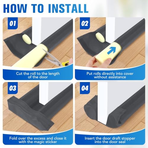 Under Door Draft Stopper, Covers Gap Up to 2.36",36 Inch, Gray - view 6