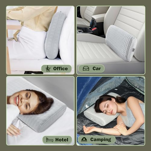 Camping Pillow, Memory Foam Travel Pillow with Washable Cover,Gray-S - view 7