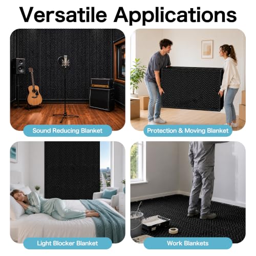 2-Pack Sound Dampening Moving Blankets, 48 x 78 in, 5 Hooks Included - view 6