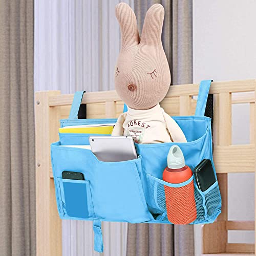 Bedside Caddy Hanging Organizer Storage Bag Pocket for Bunk and Hospital Beds, College Dorm Rooms, Baby Bed Rails, Camp - 4 Pockets and 2 Hooks - view 2