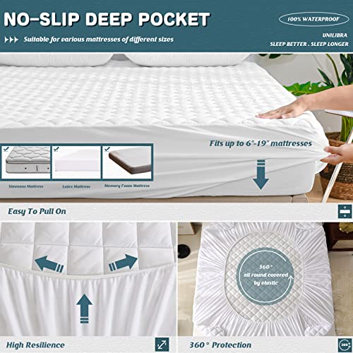 Full Mattress Cover Waterproof, Deep Pocket Mattress Pad Protector Fits to 6''-19'', Breathable Hollow Cotton Filling Quilted Mattress Protector for Full Size - view 4