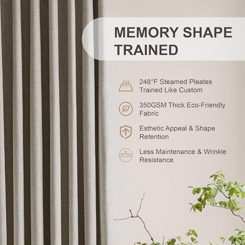 Sand Pinch Pleated Blackout Curtains, Bedroom Drapes, 2 Panels, 40"W x 84"L - view 2