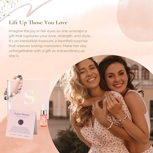 Aromatherapy Bracelet and Lavender Essential Oil Gift Set, Chakra Crystal Beaded Bracelets for Women, Pink Zebra Jasper Love Lock and Lava Diffuser, Self Care Mindfulness Birthday Gifts - view 4