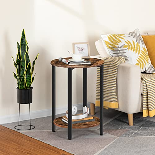 Round Side Table, Wooden Look Accent End Table for Sofa Couch - view 2