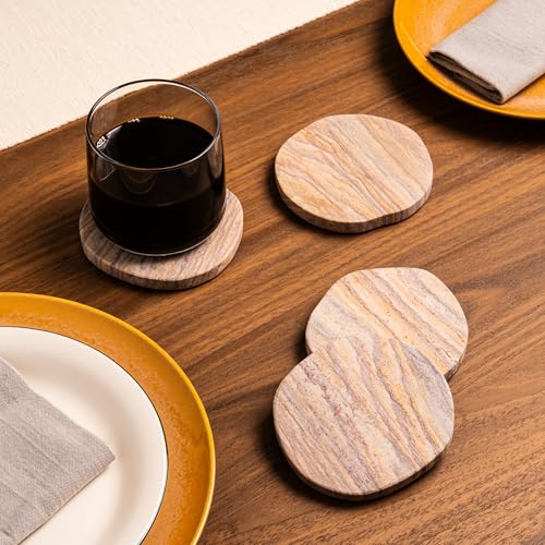 Absorbent Sandstone Coasters for Drinks, Set of 4 - view 2