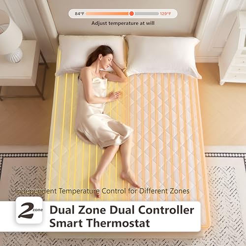 Heated Mattress Pad King Size 10 Heat Settings & Dual Control with 1-12 Hours Timer Auto Off,Deep Pocket Fits up to 18",Microfiber Bed Warmer,ETL Listed Machine Washable,78"x80" - view 3