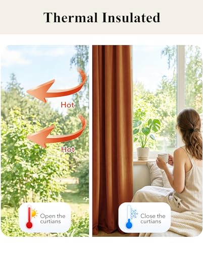 Burnt Orange Velvet Curtains for Sliding Door, W52 x L96, 2 Panels - view 6