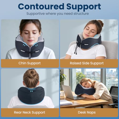Hooded Travel Pillow, Memory Foam Neck Support for Airplane - view 3