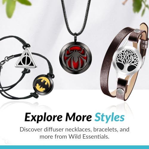 Wild Essentials Potter Hallows Necklace Aromatherapy Diffuser Pendant, 24" Black Rope, 8 Color Refill Pads - view 6